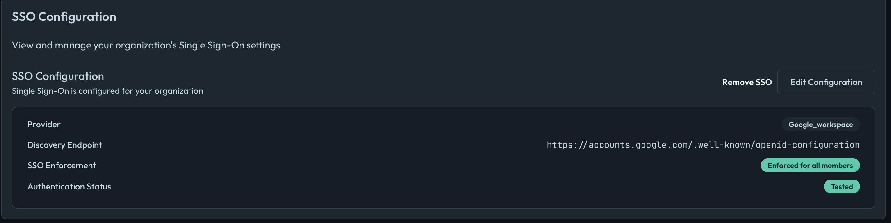 SSO Configured
